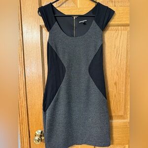 Express Tweed Fitted Black Business Dress